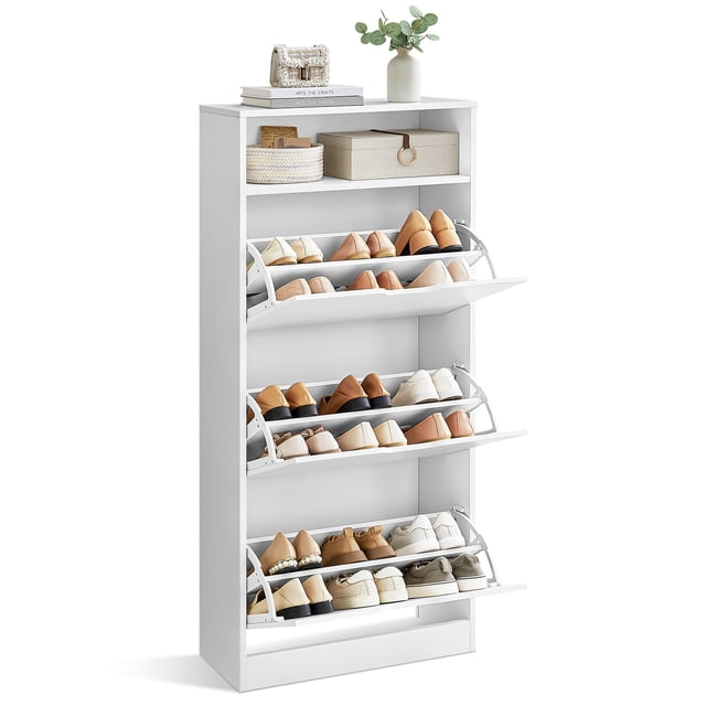SONGMICS Jewelry Cabinet Armoire, Freestanding Lockable Storage Organizer Unit with 2 Plastic Cosmetic Storage, Full-Length Frameless Mirror, for Necklace Earring, White