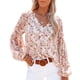thumbnail image 1 of Blusa de manga larga con estampado floral,Blusa de gasa con cuello en V Tops de manga larga para mujer Tops de manga larga con cuello en V Diseño revolucionario, 1 of 8