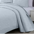 thumbnail image 4 of Chezmoi Collection Austin King Oversized Bedspread Set, 3-Piece Lightweight Microfiber Quilted Coverlet for All Seasons, Silver, 4 of 9