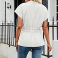 thumbnail image 3 of Pompotops Mode Femmes Été Manches Courtes Bandage Couleur Unie Casual Blouse Tops, 3 of 3