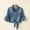 Blue, variant on Coat Women'S Casual 3/4 Sleeve Button Down Crop Jean Top Knot Tie Denim Shirt Jacket Sky Blue 8(L)