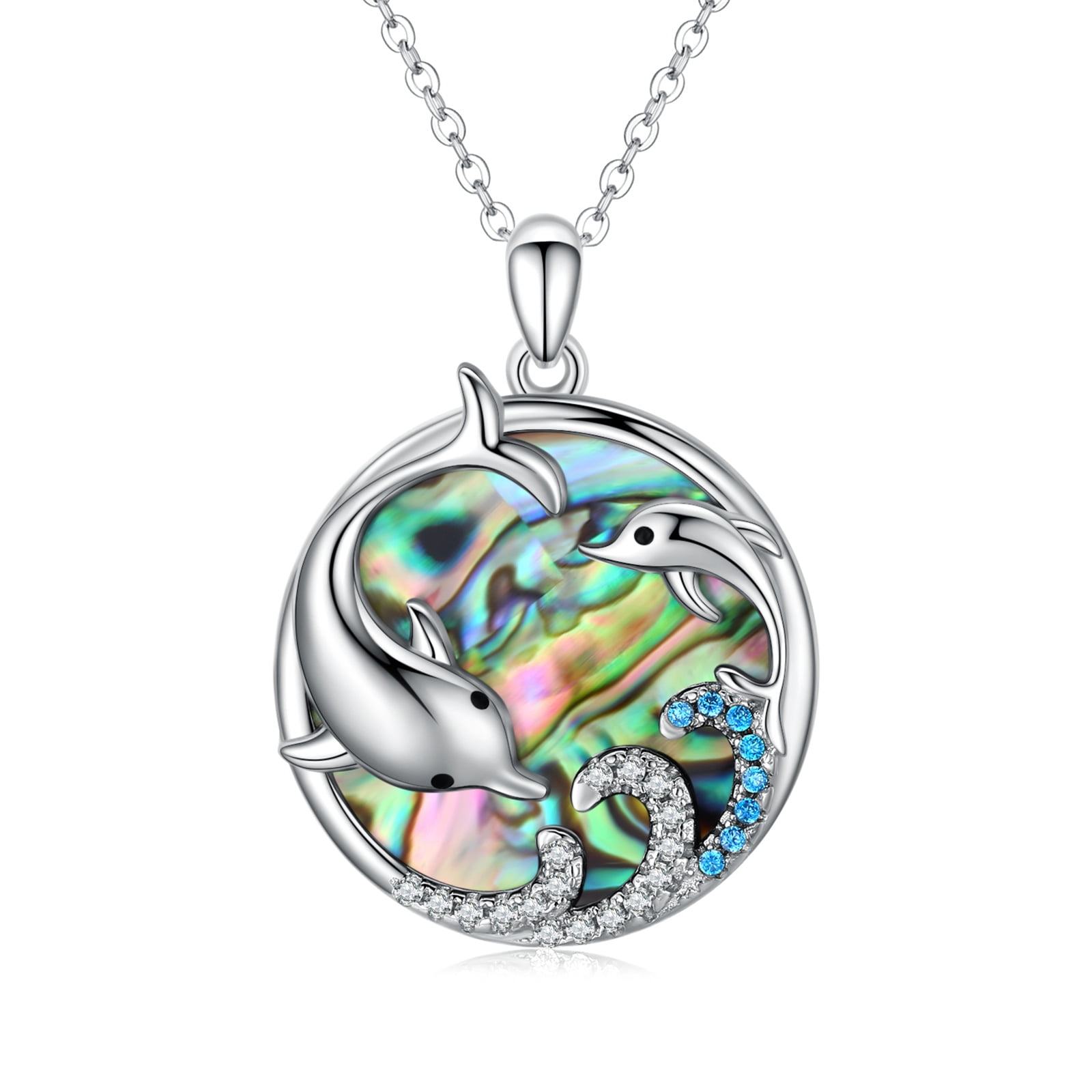 Silver Tone Abalone Seahorse Pendant Necklace Gift Boxed Fast Shipping 