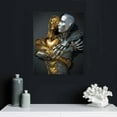 thumbnail image 5 of Nawypu 3D Wall Art - Silver Gold Hugging Couple Wall Design, 3D Effect Love Art Print on Canvas for Bedroom Wall Decor, Modern Abstract Kissing Framed Art Pictures for Valentine's Gift, 5 of 5