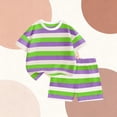 thumbnail image 5 of Conjuntos de blusas y camisas de cuello redondo y manga corta a rayas para niño Camiseta de manga corta con cuello redondo Camiseta informal de media manga para uso diario para bebé Camiseta de algodó, 5 of 5