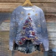 thumbnail image 2 of Riecok Christmas Sweatshirts for Women Crew Neck Long Sleeve Pullover Tops Xmas Tree Print Casual Fall Clothes, 2 of 4