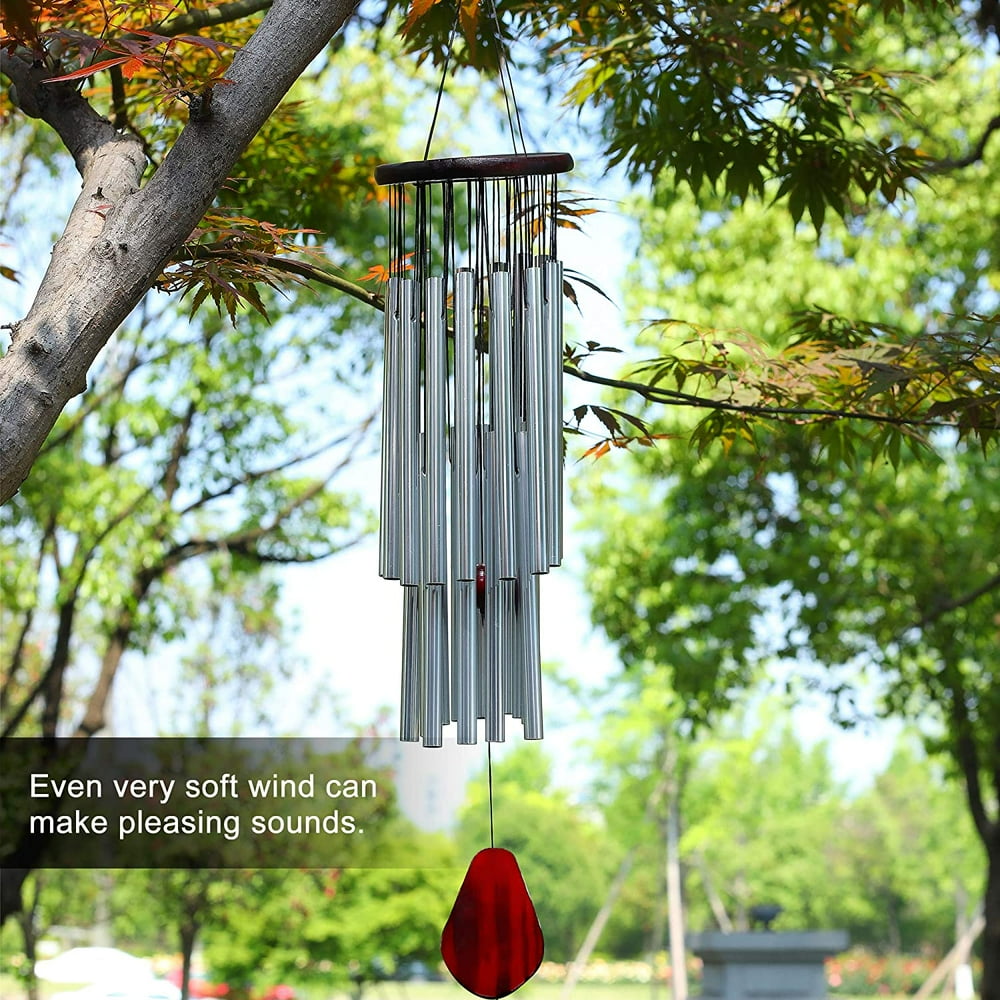27 Tubes Wind Chimes Large Deep Tone Silver Tube Windchime for Outdoor
