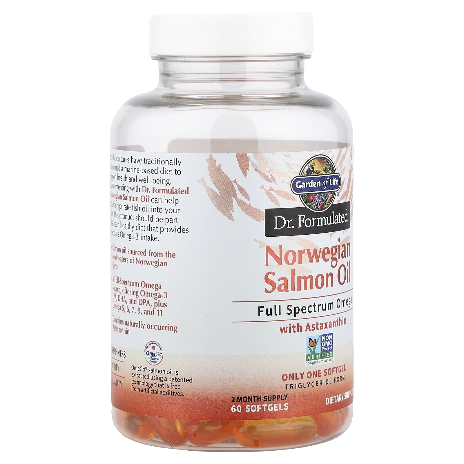 Garden of Life Norwegian Salmon Oil, 60 Softgels (1,000 mg per Softgel)