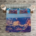 thumbnail image 3 of Ambesonne American Quilted Bedspread Set 3 Pcs, Grand Canyon Sunrise, Queen Size, Blue Tan, 3 of 3