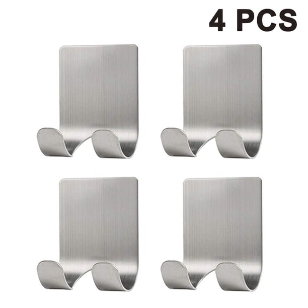 4 soportes para colgar para ducha, ganchos de acero inoxidable para toalla, lufa, bata y abrigo, organizador de cocina para baño, autoadhesivo, impermeable, inoxidable Xemadio 2035022