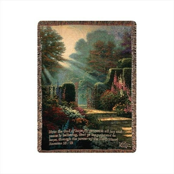 Manual Woodworkers and Weavers  Garden Of Grace With Verse Tapestry Throw Blanket Fashionable Jacquard Woven 50 X 60 in.