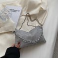 thumbnail image 1 of Bolso de hombro con textura para mujer, diseño cruzado, cadena, minibolso cuadrado pequeño con destellos de diamantes de imitación, 1 of 6