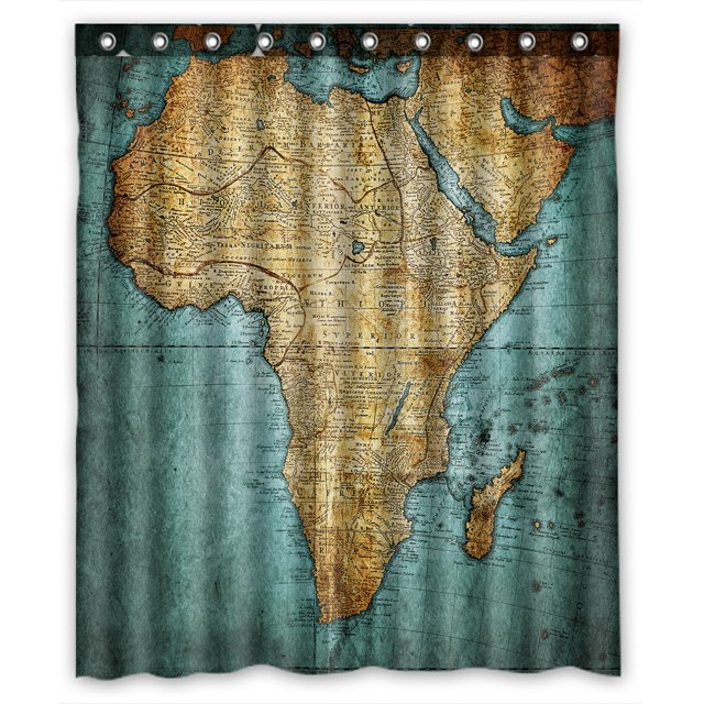 ABPHQTO Vintage Map Africa Nuremberg Alemania Cortina de ducha de poliéster impermeable y ganchos 150x180 cm