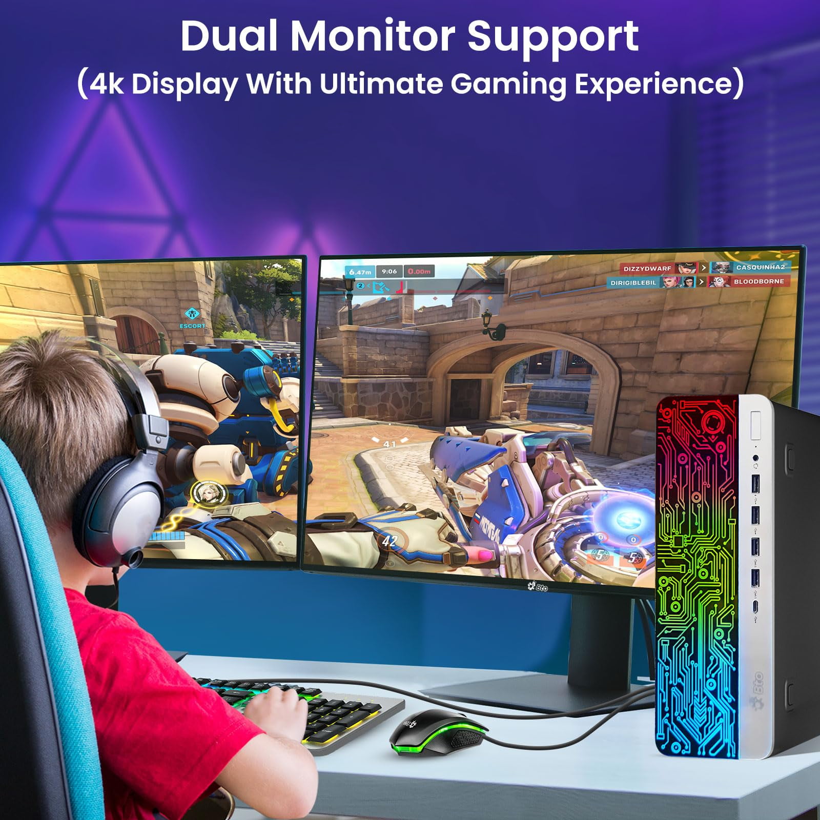 Restored HP RGB 600 G3 Desktop Computer Gaming PC, Intel i7-7700 upto 4.20GHz, 16GB Ram, 256GB +1TB HDD, 22in Monitor, NVIDIA GeForce GT 1030, BTO RGB Keyboard & Mouse, Windows 11 Pro (Refurbished)