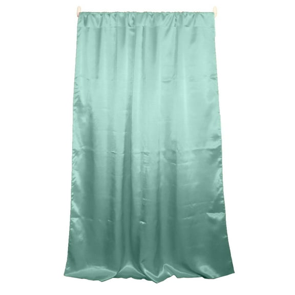 Shiny Satin Solid Single Curtain Panel Drapery 58 Inch Wide Aqua