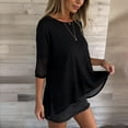 thumbnail image 5 of FNFYFH Plus Size 3/4 Length Sleeve Womens Tops Crew Neck Oversized Shirts Loose Fit Tunic Blouses Summer Clothes, 5 of 7