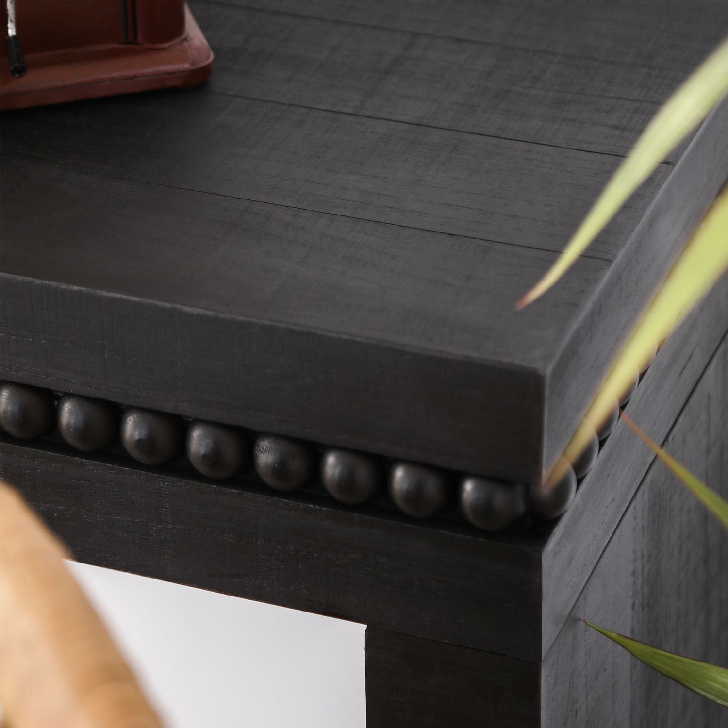 64 in Wood Console Table with Beaded Trim, Modern Entryway Sofa Table for Hallway, Living Room, and Office