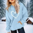 thumbnail image 2 of Elvqul Girls Sweatshirts Oversize with Pocket Hooded Tops Blue Pullover 10-12 Heart Print Graphic Long Sleeve Hoodies for Girls Fashion, 2 of 7