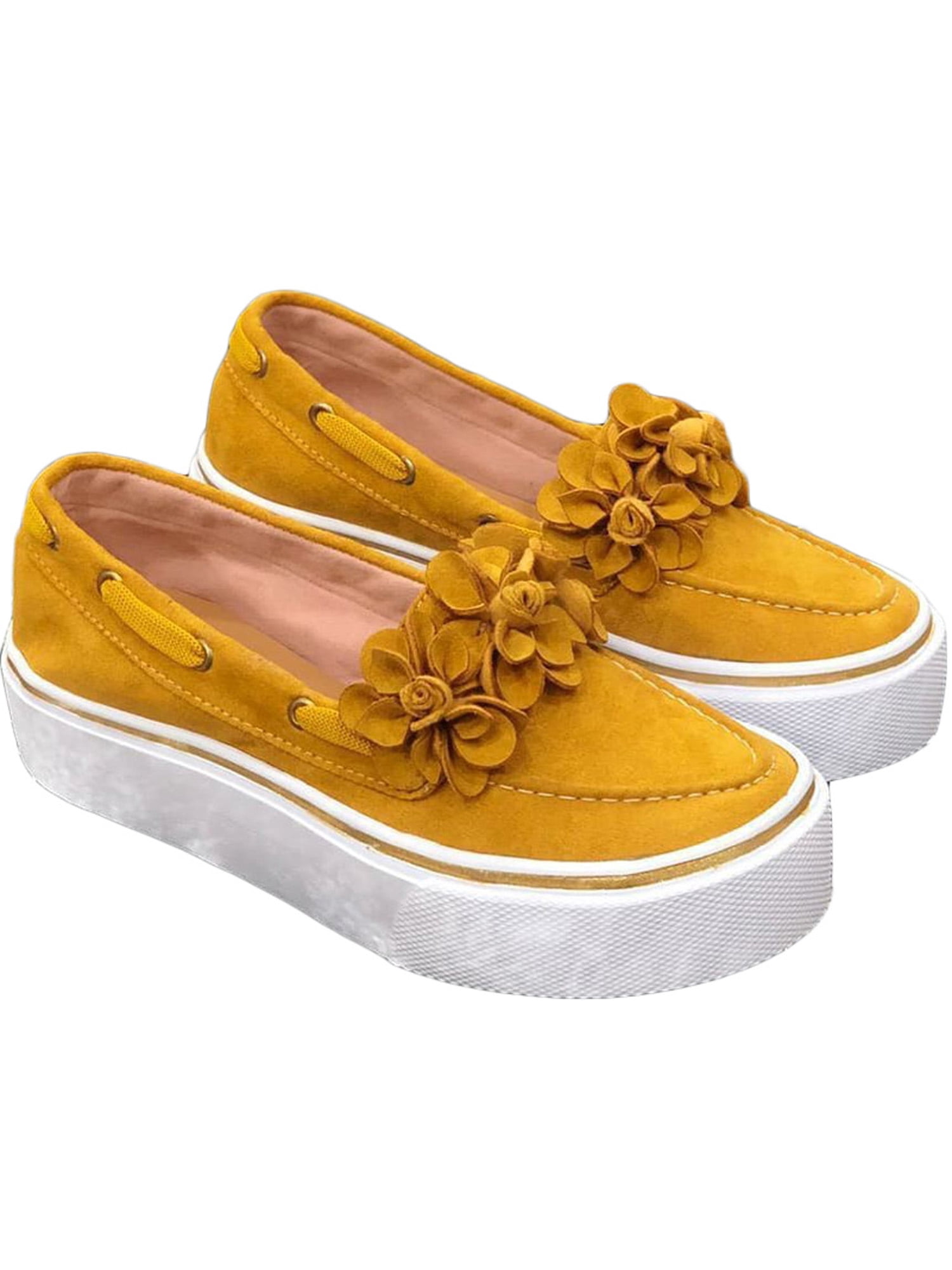 women's slip on summer loafers platform flat wedge casual shoes