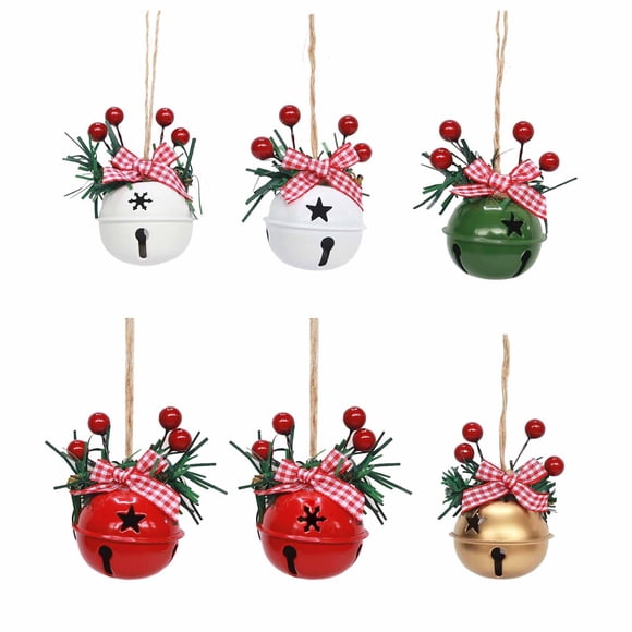 Inteprter Juego de 6 adornos navideños de metal con colgante para adornos festivos clásicos de cascabeles. Para colgante de 6 cascabeles. Kits de decoración para fiestas tipo+1