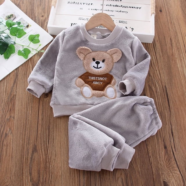Pijamas de invierno para niños Primavera y otoño Inicio Traje de dos piezas de manga larga para niños pequeños Otoño e Invierno