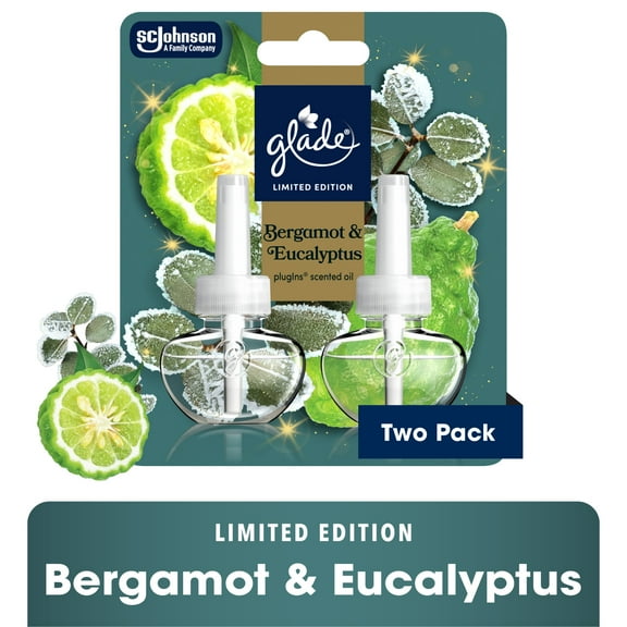 Glade® PlugIns® Refills Air Freshener, Christmas Stocking Stuffer Bergamot & Eucalyptus, 1.34oz., 2 Count