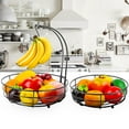 thumbnail image 7 of 2 Tier Disassembly Black Fruit Basket Bowl,Fruit and Vegetable Bowlwith Banana Holdersin Kitchen for kitchen, 7 of 7