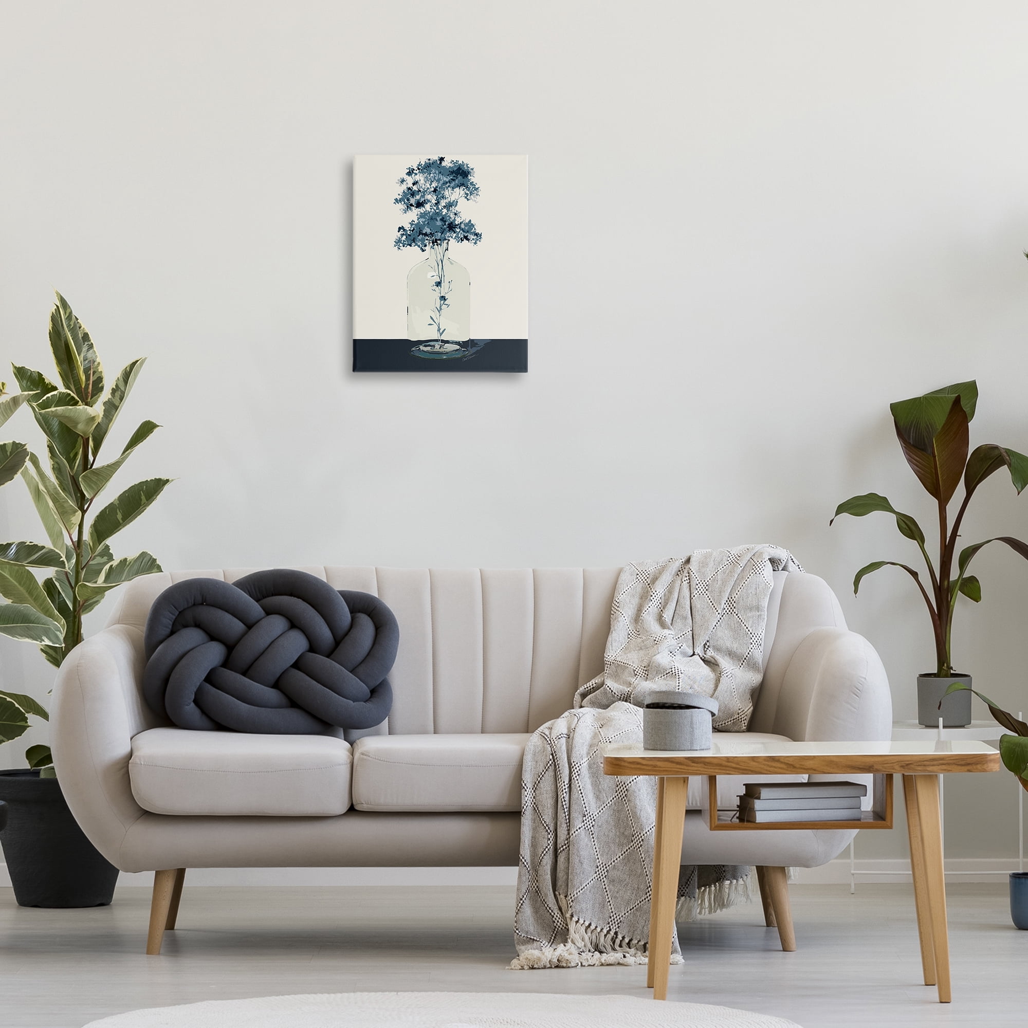 Stupell Industries Blue Nature Sprigs Plants & Flowers Painting Wrapped Canvas Art Print Wall Art, 16 x 20