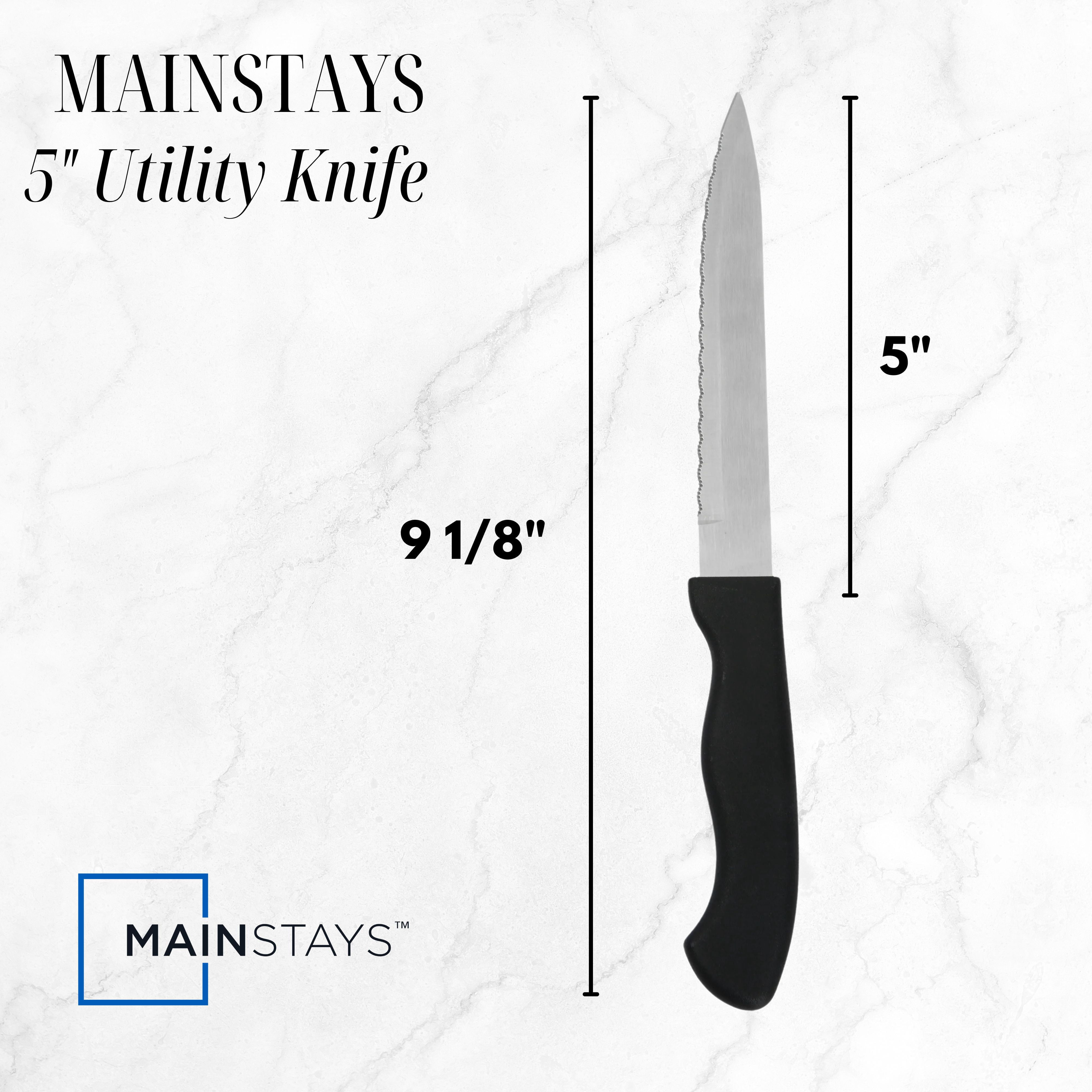 (6 pack) Mainstays 5" Stainless Steel Utility Knife with Black Plastic Handle