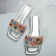 thumbnail image 6 of HaoXianJian Women's Rhinestone Beaded Flats Bling Slip on Open Toe Slide Sandals Summer Slippers Dressy Slip on Outdoor Slippers Softable Shoes, 6 of 6