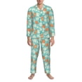thumbnail image 3 of Naloa Cute Sloth on Floral Tree Men’s Pajamas Set - Long Sleeve Button Down Sleep Shirt and Pajama Bottoms Sleepwear Set-, 3 of 7