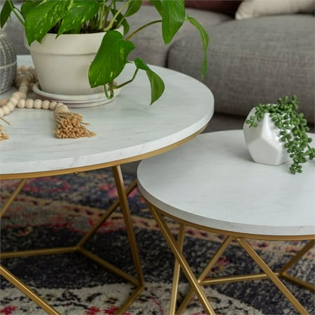 faux marble coffee nesting geometric tables modern gold