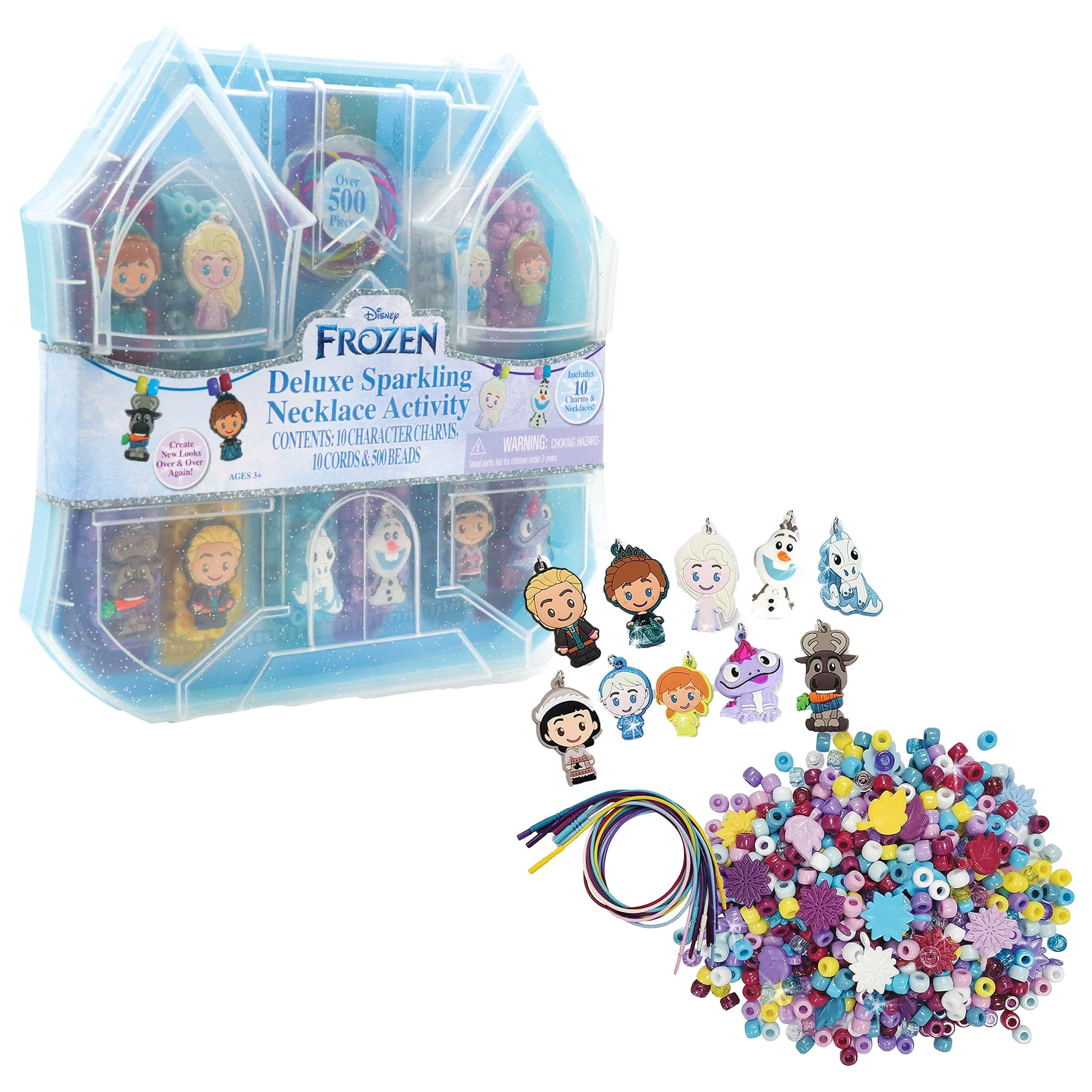 Tara Toy: Deluxe Sparkling Necklace Activity Set - Disney Frozen 2 - 520pc, DIY Jewelry Craft Kit, Create 10 Character Charm & Bead Necklaces, Kids 3+