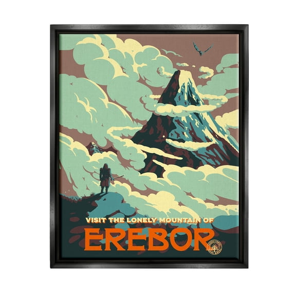 Stupell Industries Fantasy Science Fiction Erebor Mountain Graphic Art Jet Black Floating Framed Canvas Print Wall Art, Design by Matheus Lopes Castro