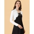 thumbnail image 3 of Cárdigan Con Cuello De Volantes Elegante Para Mujer, Top De Encogimiento De Hombros De Punto Con Frente Abierto Blanco M, 3 of 5