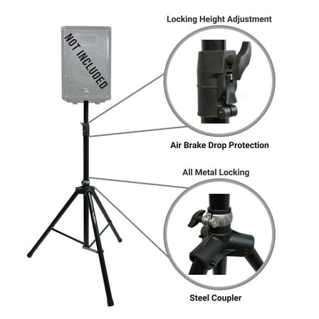 Harmony Audio HA-SSA Pro DJ Tripod Speaker Stand Push Button Air Brake Lowering