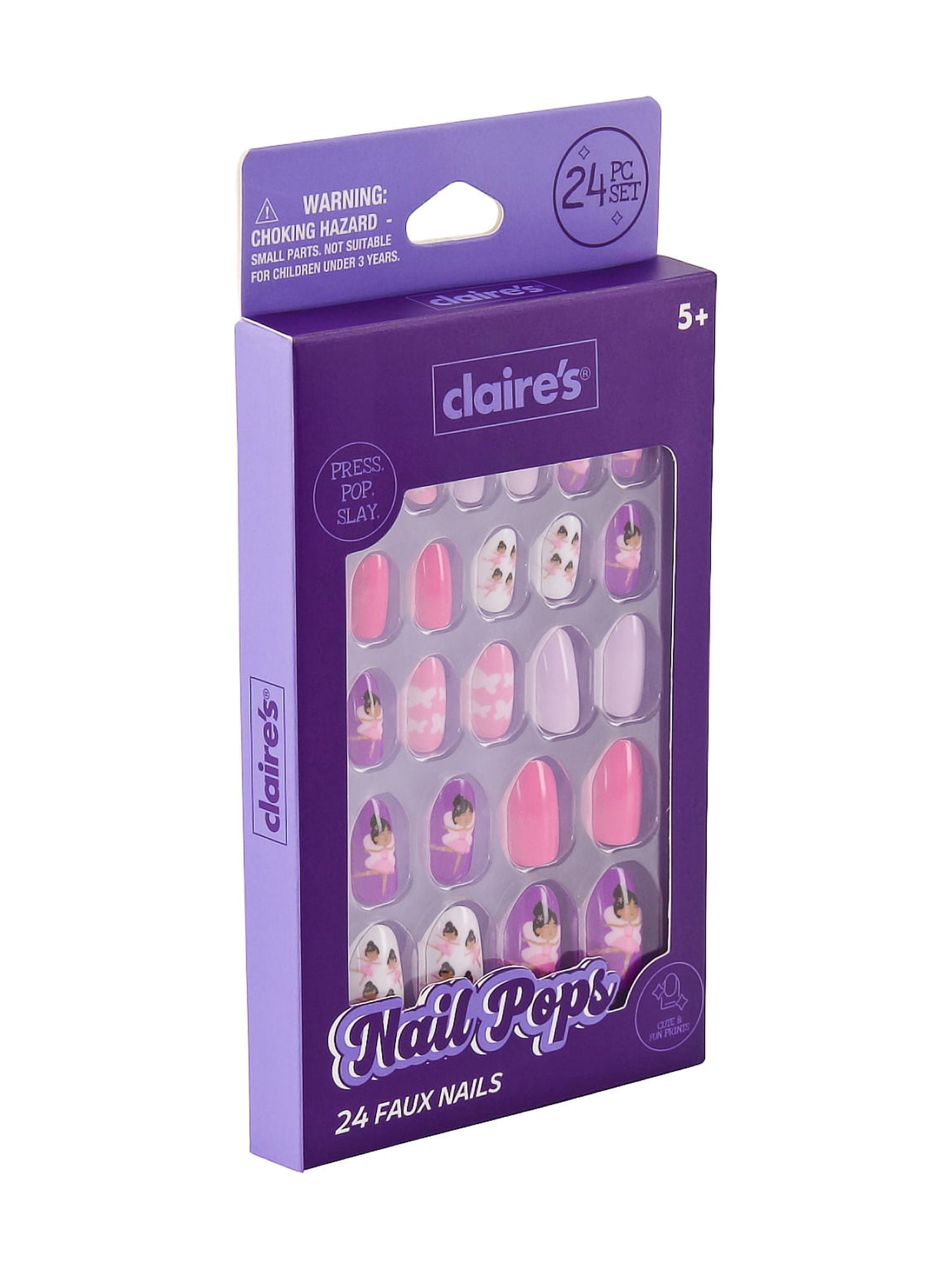 Claire's Ballerina Print Oval Shaped Press-on Nails, 24 Nails