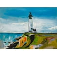 thumbnail image 2 of Beauchamp, Andy 24x19 Gold Ornate Wood Framed with Double Matting Museum Art Print Titled - Lighthouse on a Cliff, 2 of 4