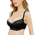 thumbnail image 4 of Guoeappa Women's Lace Bra Beauty Sheer Sexy Bra Non Padded Underwired Unlined Bra(Black,36C), 4 of 6