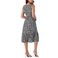thumbnail image 3 of Vestido de verano bohemio para mujer Inspire Chic, con escote en V, estampado floral, midi en capas, casual, color negro, talla S, 3 of 5