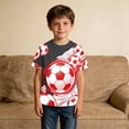 thumbnail image 2 of Likimi Toddler Girls Boys T Shirt Short Sleeved Crew Neck Soccer Print Lightweight Summer Fashionable Tees Grey Size 11-12 Years, 2 of 4