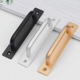 thumbnail image 4 of Manija de puerta de granero de 2 piezas - Juego de manijas de aleación de aluminio con tornillos - Manija de puerta para gabinete, cocina, dormitorio, cajón de madera (128 mm, dorado), 4 of 5