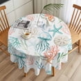 thumbnail image 3 of Teal Jellyfish Starfish Round Tablecloth 54 inches Summer Beach Coral Shell Watercolor Waterproof Oil-Proof Table Cloth Round Table Cover for Holiday Party Picnic Dinner Decor Indoor and Outdoor Use, 3 of 9