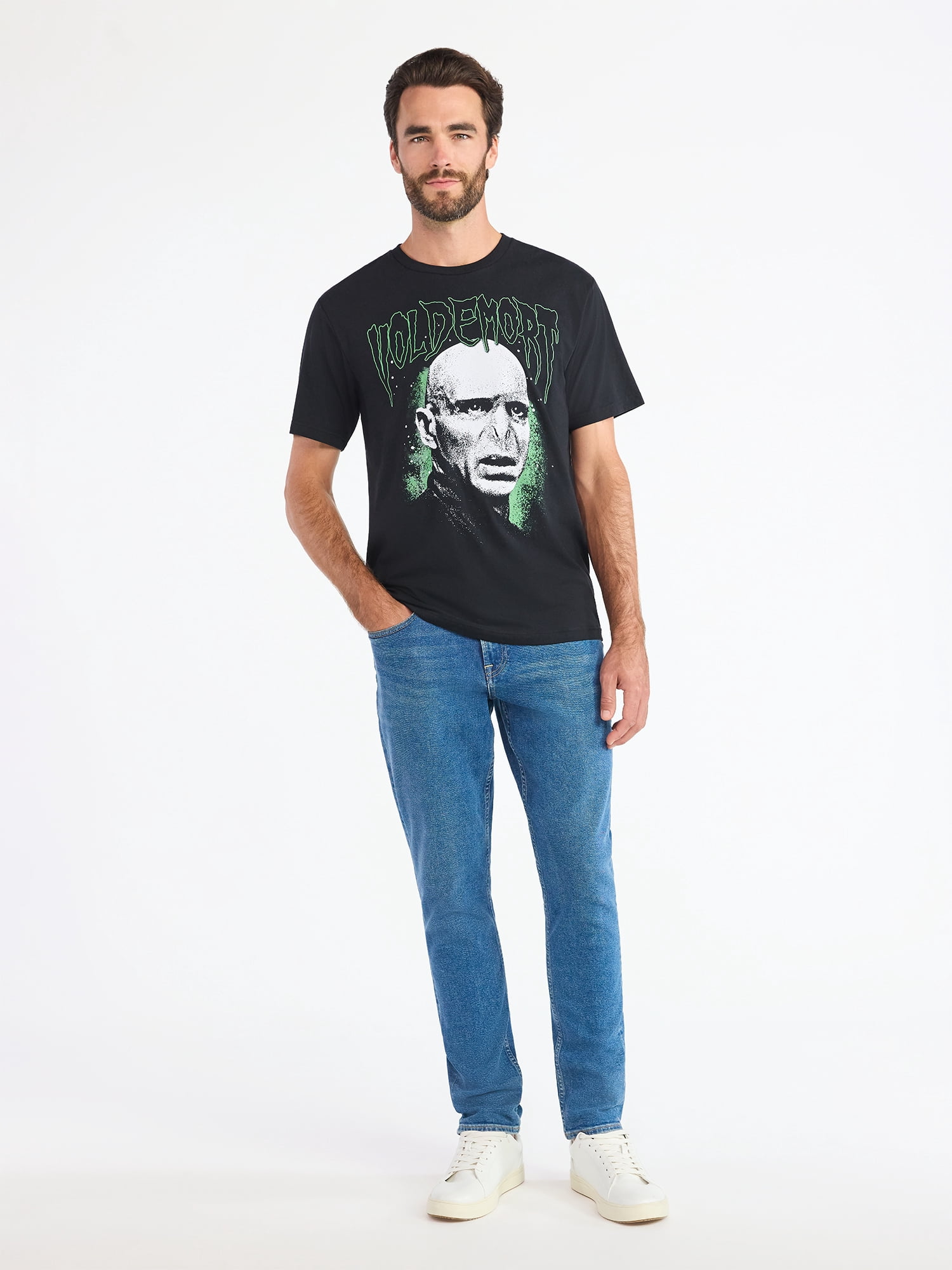 Harry Potter Men's and Big Men's Voldemort Front Back Graphic Tee with Short Sleeves, Sizes S-3XL