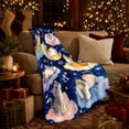 thumbnail image 3 of Dreamy Cats Under Moonlit Stars Watercolor, Peaceful Pet Portrait Pattern, Warm Flannel Blanket for Living Room and Reading Nook, Cat Lovers Friendship Gift, Pet Lover Home Decor, 3 of 7