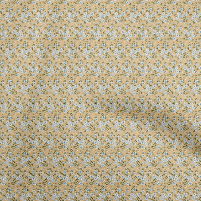 oneOone Tissu Polyester Spandex Jaune Matériel de Robe Florale Tissu Imprimé Tissu au Mètre 56 Pouces de Large