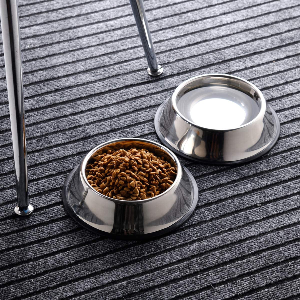 Stainless Steel Dog Bowl with Rubber Base for Food and Water, Pet Food Container, Perfect Dog Bowls Choice for Small/Medium/Large Dogs or Cats (2 Pack,18 cm)