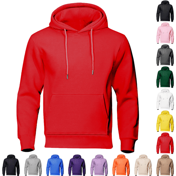 Liuinsasek Men's Hoodie Pullover Sweatshirts Drawstring Casual Solid-Color Long Sleeve Fleece Kanga Pockets in Multiple Colors