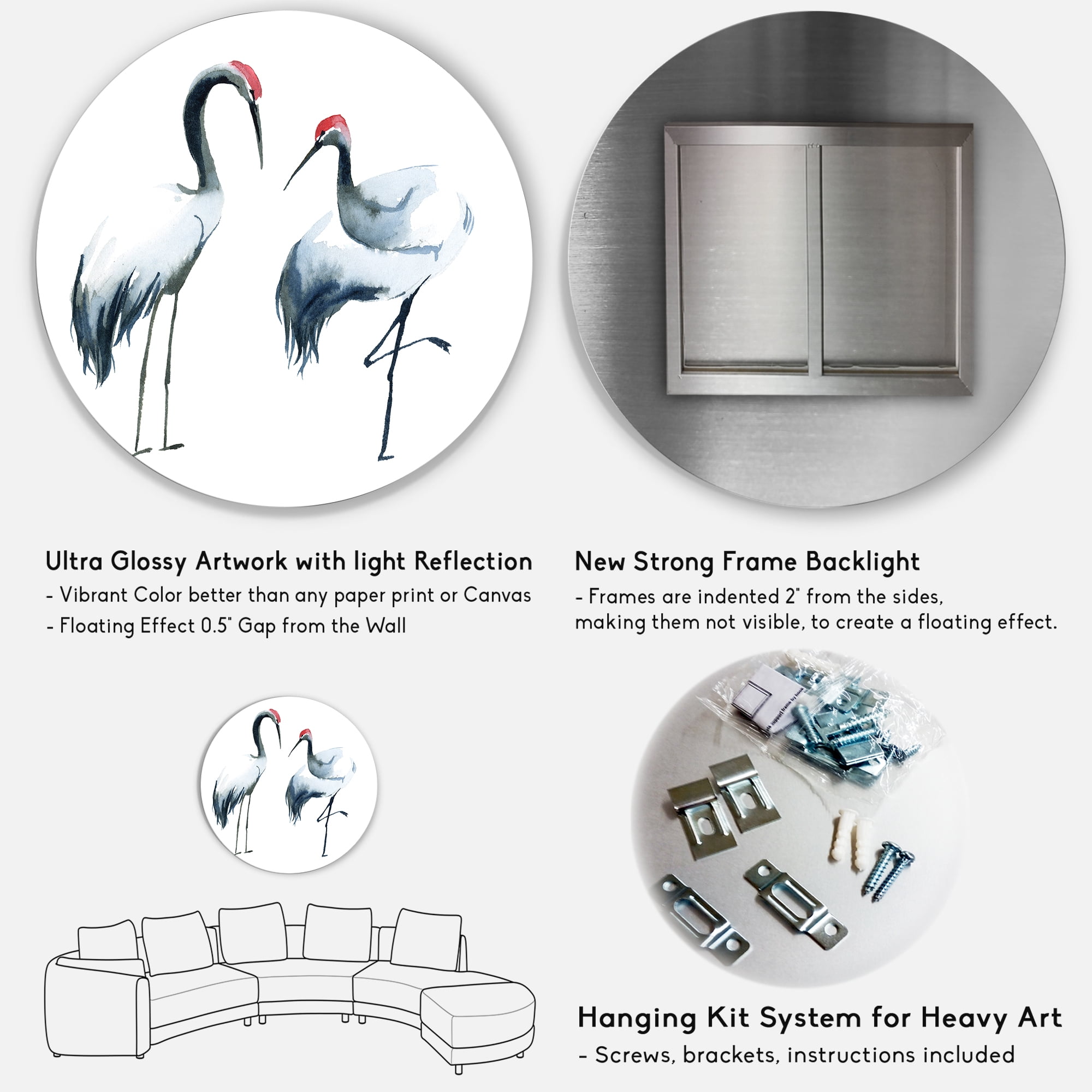 Designart 'Two Monochrome Shadoofs' Farmhouse Circle Metal Wall Art 23x23 - Disc of 23