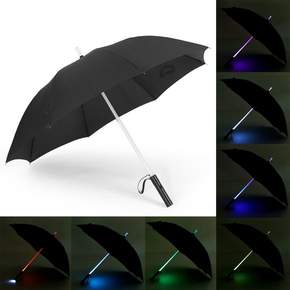 Sword Umbrella, 7 Color Changing LED Umbrella Flashlight Blunt Umbrella Katana Umbrella Battery Powered Straight Umbrella Parasol for Men Women Elder Safely Night Walking