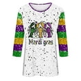 thumbnail image 4 of BOOMILK Mardi Gras Shirts for Women Plus Size Loose Fit 3/4 Sleeve Graphic Tees Round Neck Carnival Top T Shirt, 4 of 4